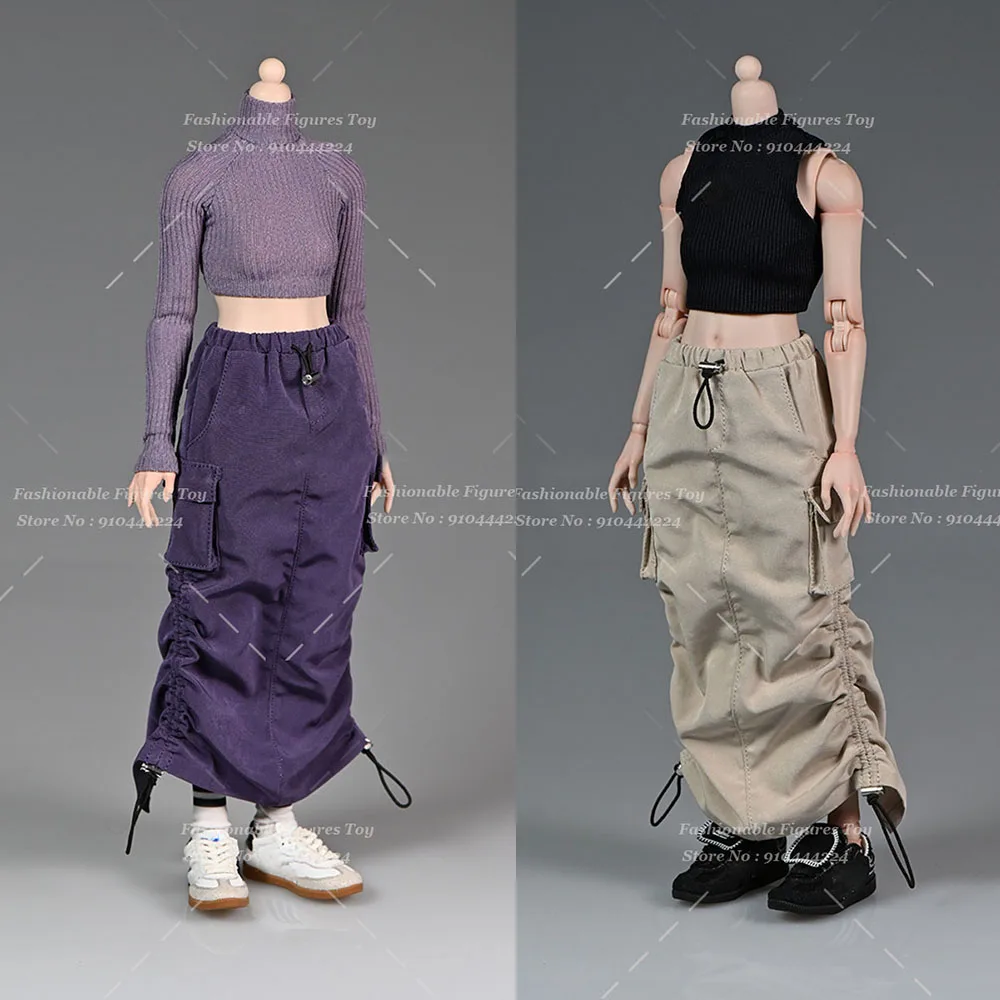 

1/6 Female Soldier Multiple Pockets Cargo Skirt Y2K Streetwear Adjustable Drawstring Long Skirt Fit 12Inch Action Figure Model