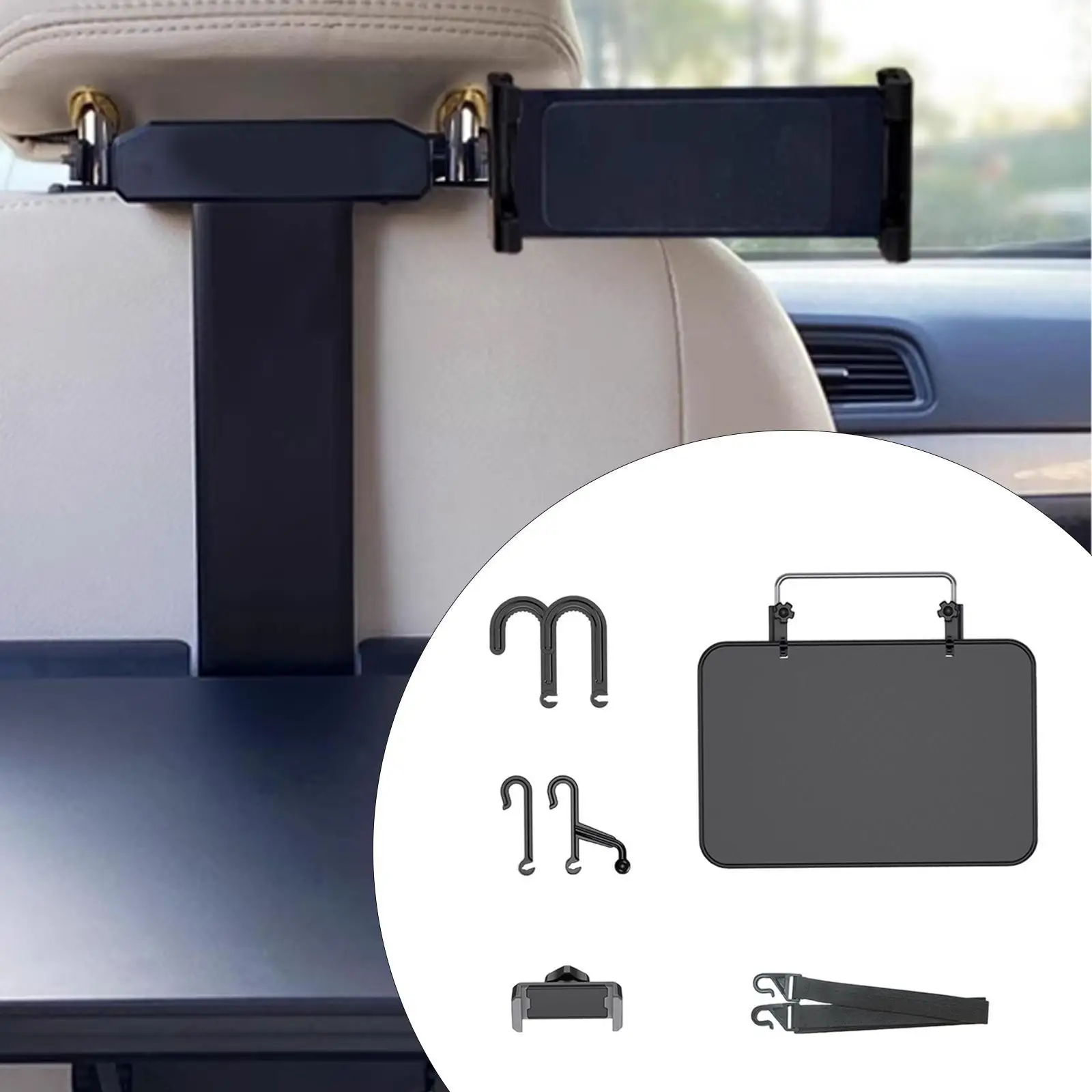 Car Table Tray Easy to Install with Mouse Drawer Adjustable Height and Tilt Car Food Eating Tray for Steering Wheel Drinks