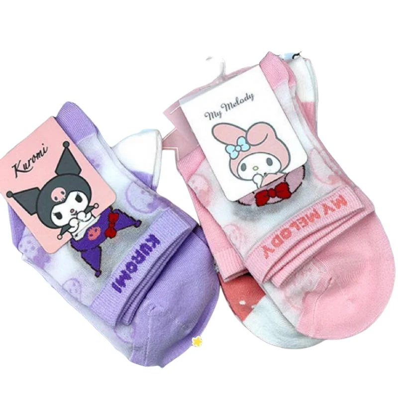 6Pcs Hot Sanrio Four Seasons Female Medium Socks Kawaii Kuromi Cartoon Cute Anti-Odor Breathable Cotton Socks Household Items