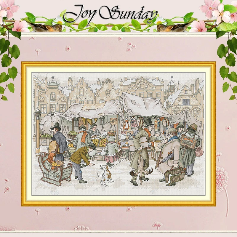 

Market Patterns Counted Cross Stitch Set DIY 11CT 14CT 16CT Stamped DMC Cross-stitch Kit Embroidery Needlework Home Decor Crafts