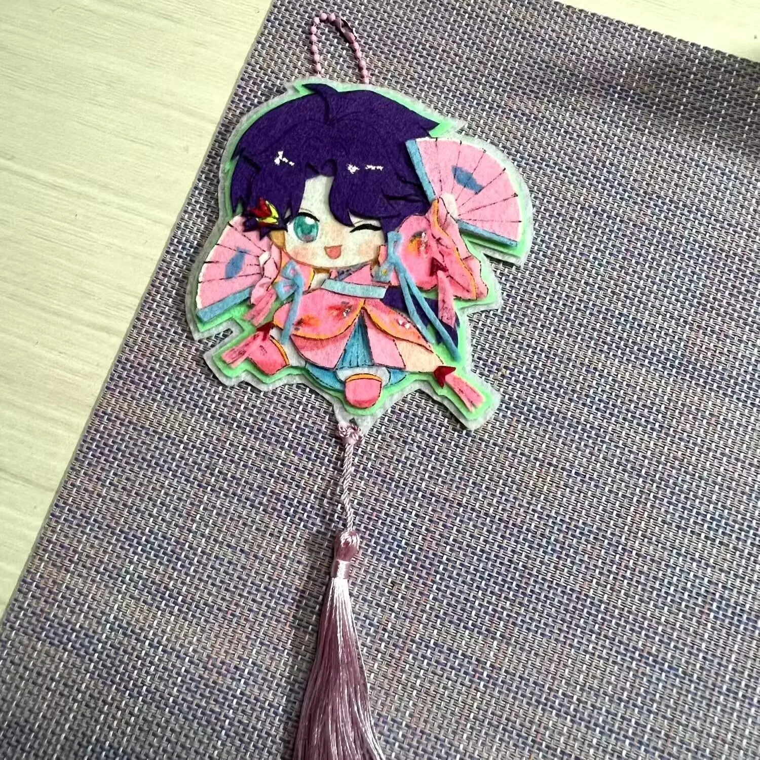 "사랑과 깊은 공간" 팬메이드 상품 Q버전 부직포 펜던트 키체인, 고급스러운 가방