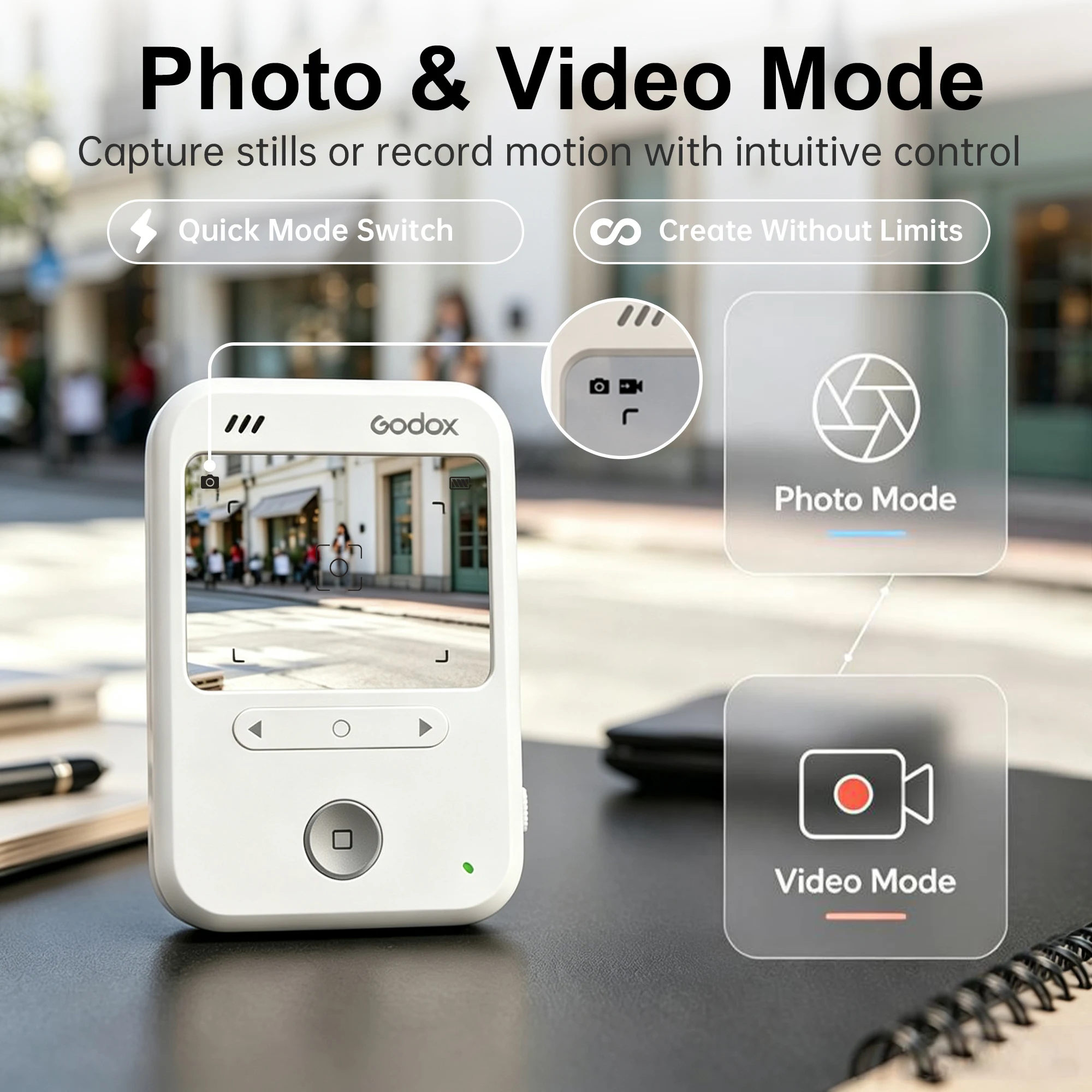Fotocamera retrò Godox C100 con visore CCD trasparente, ideale per vlog, scatti fotografici, regalo per studenti e ragazze