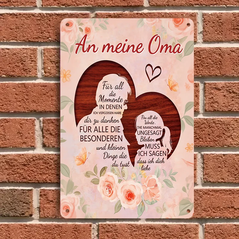 1 قطعة 2D شقة دافئة خشبية على شكل قلب تصميم الجدة الحديد اللوحة اللوحة الألمانية الأسرة التذكارية الديكور جدار اللوحة غرام