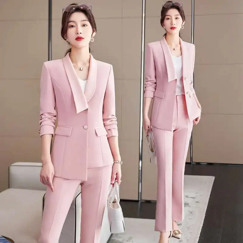 Formal Pantsuits for Women Business Office Work Wear Blazers Professional Career Interview Outfits Trousers Set Autumn Winter