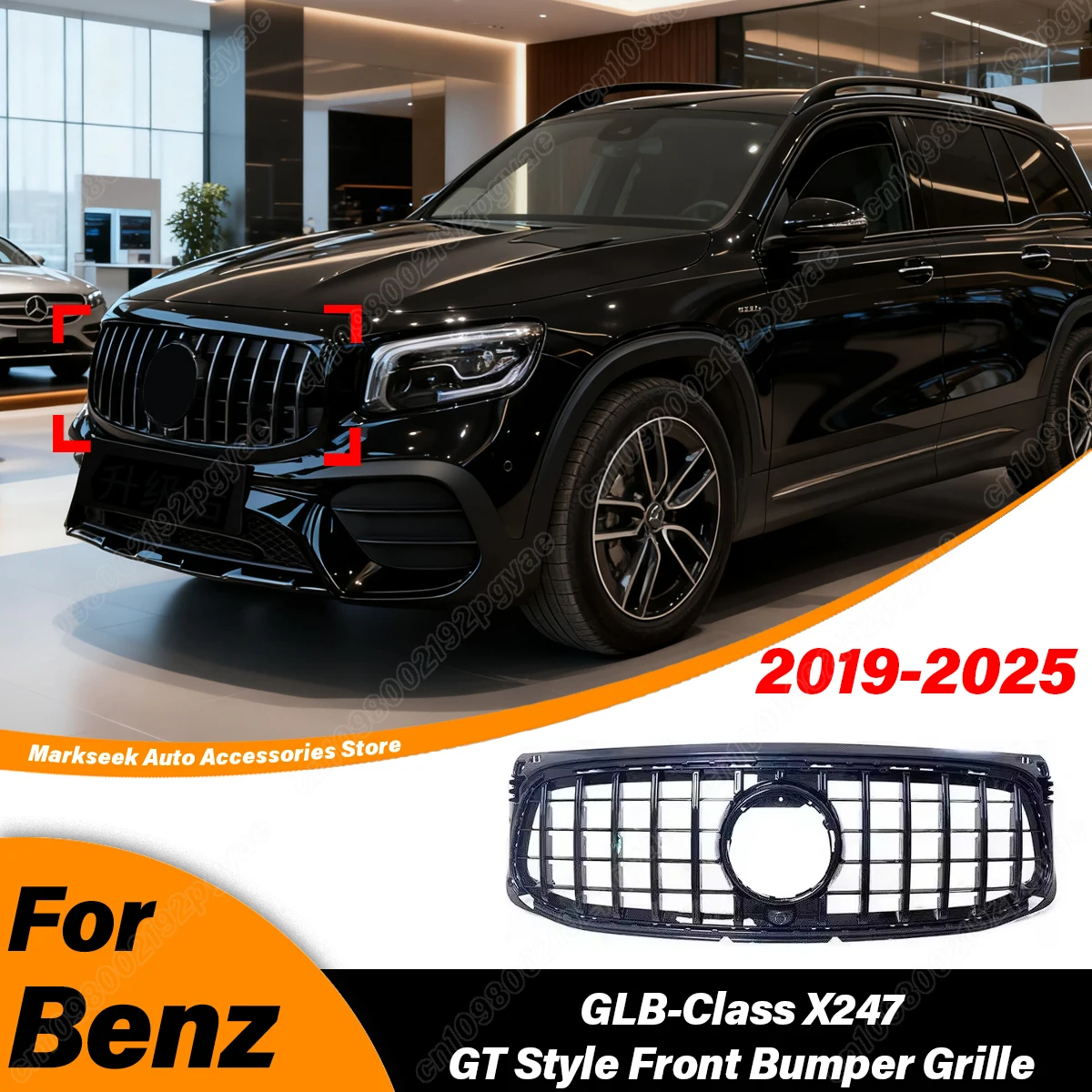 For Mercedes Benz GLB-Class X247 2020 2021 2022 2023 2024 Car Front Bumper GT Radiator Air Intake Grille Racing Radiator Cover