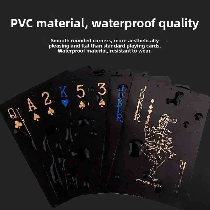 防水ブラックテキサスホールデムポーカーカード-pvc-プラスチックフラワーカットクリエイティブ洗えるカードデッキゲームエンターテイメント