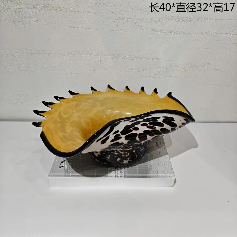 glass fruit plate, living room, coffee table, home model room ornaments, high-end shell glass dining table, home furnishings