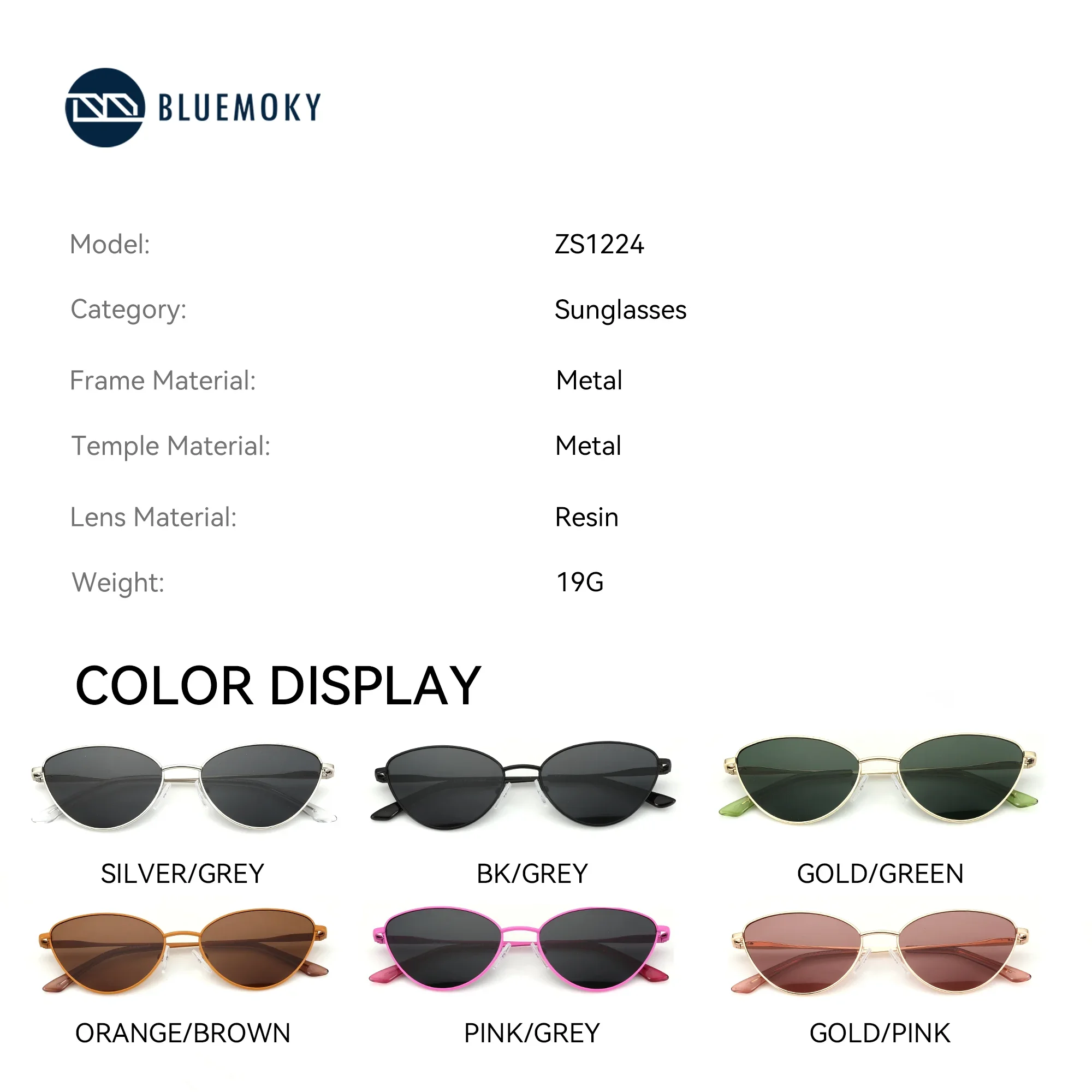 BLUEMOKY Women Fashion Sunglasses Polarized UV400 Protection Retro Metal Cat Eye for Party Driving Lightweight