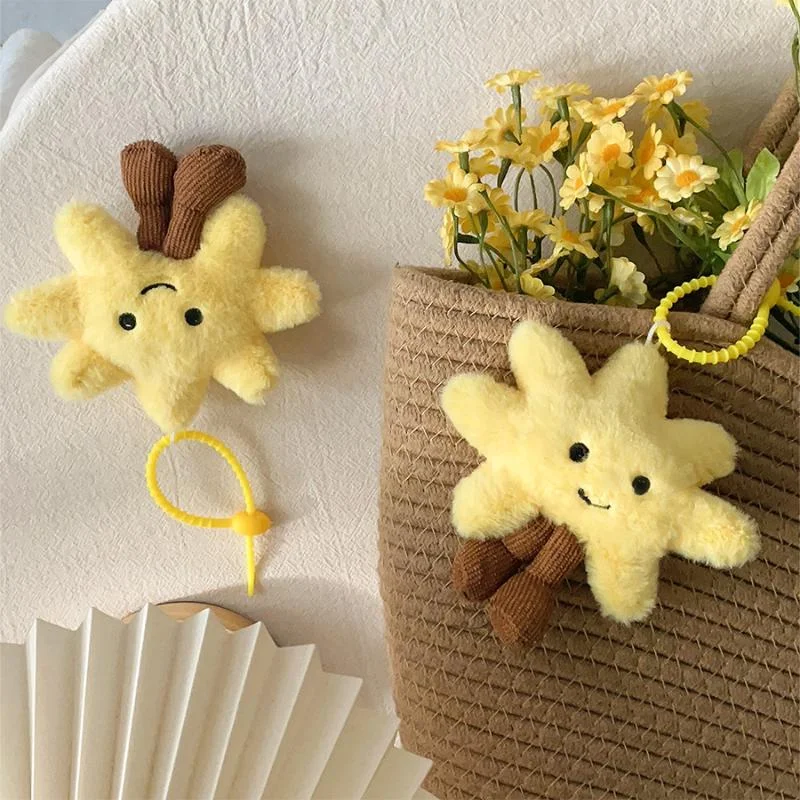 

Plush Yellow Sun Couples Keychain; Cartoon Stuffed Doll Keychain for Bags.