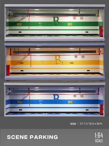 1/64 Garagescen Modellscen med ljusversion Simuleringsmodell Scendekoration Samling (Exklusive dockor och bilmodeller) 8 best sales leksaksgaragedörr - №1