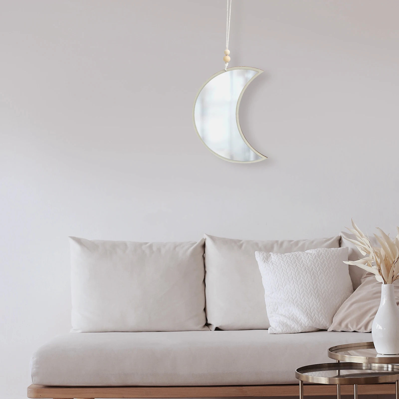 

Wooden Mirror Hanging Decor Acrylic Moon Pendant for Home Party Festival DIY Smooth Surface Long Lasting Durability Creative