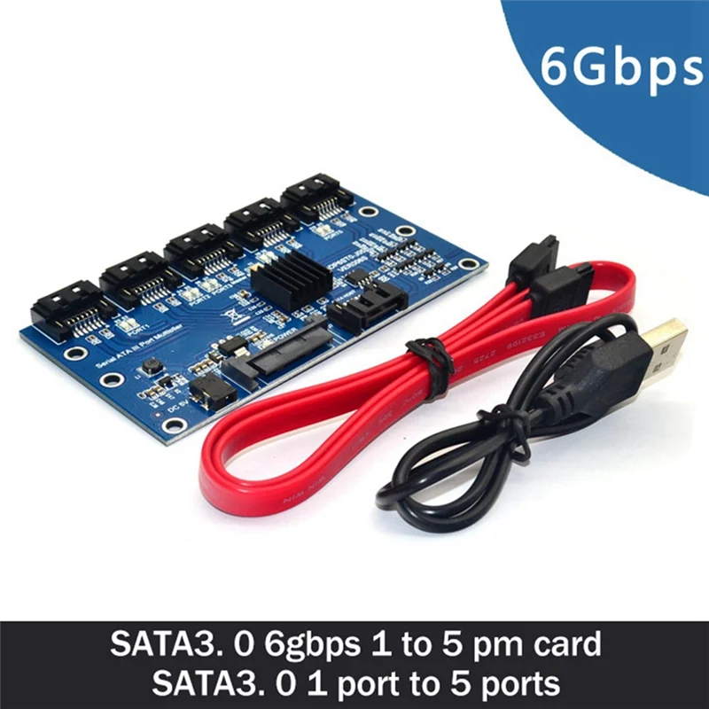 ABZW SATA 3.0 확장 카드 1 ~ 5 포트 변환기 확장 카드 6Gbps 마더 보드 라이저 카드 허브 어댑터