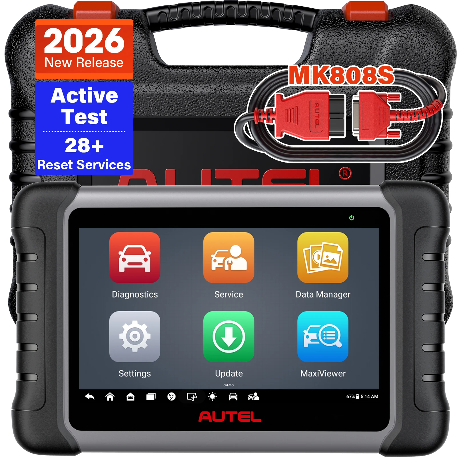 Autel MK808S Diagnose-Autoscanner-Tool OBD2-Diagnosegerät mit allen System- und Servicefunktionen inkl. Ölwechsel, EPB, BMS, SAS, DPF, TPMS
