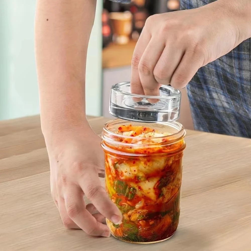1/2 Stück fermentierte Glasgewichte, Weithals-Gläser, Deckel, Küchenhelfer, versiegelte Vorratsbehälterdeckel, Käsefermentation – Detail 6