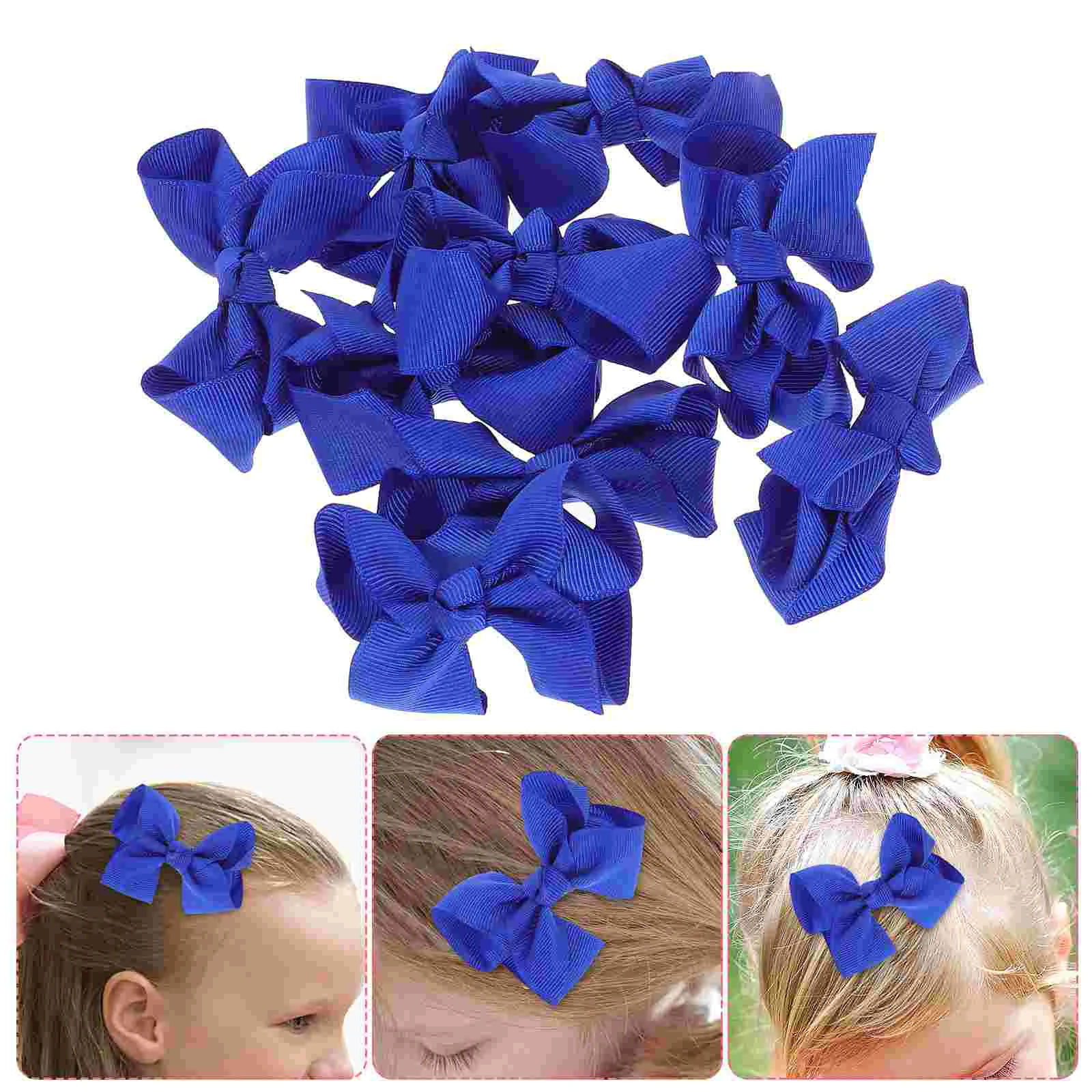 12 Pcs Clip Girl’s Navy Hair Clips Blue School Accessories Bows Women's Headbands Multicolor Toddler