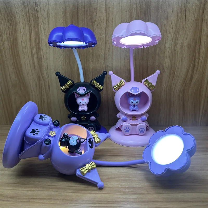 Anime Sanrio Kuromi My Melody Led Night Lamp Kawaii Folding Eye-Care Table Lamp Cute Bedroom Bedside Lamp Gift Cartoon Lamps