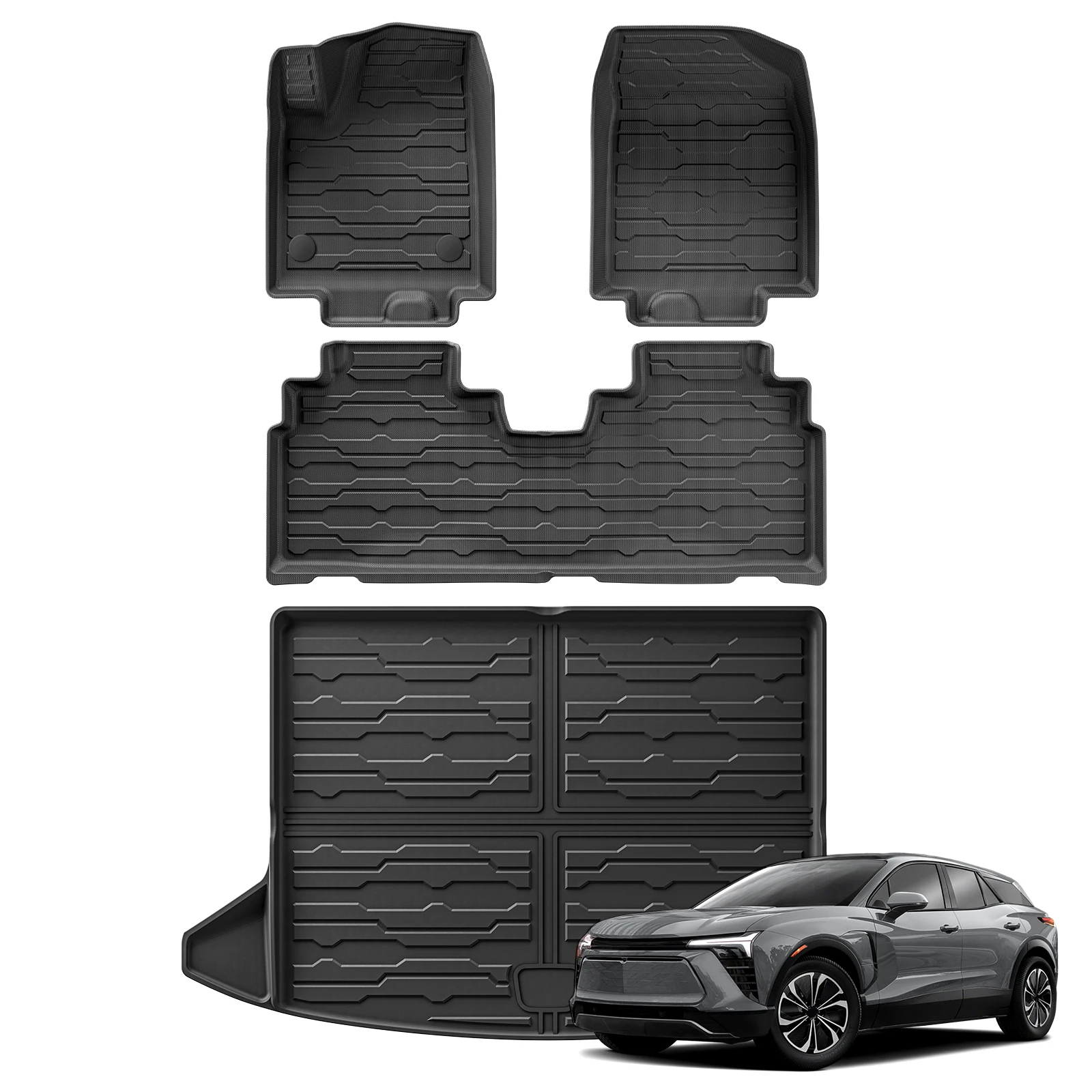Fußmatten für Chevrolet Blazer EV 2024 2025 TPE 3D Autofußmatten Kofferraummatte Allwetter Schwarz – Detail 1