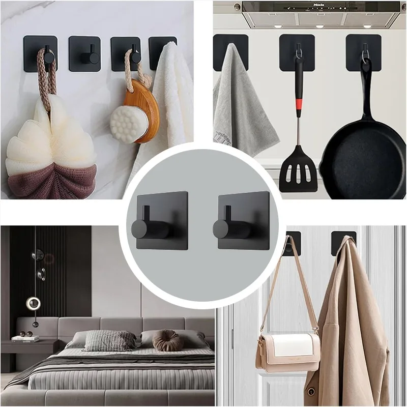 Towel Hooks Extra Sticky Stainless Wall Coat Racks Rustproof Hook Holder Wall Mount Punch-free Hanger for Kitchen Bathroom Home