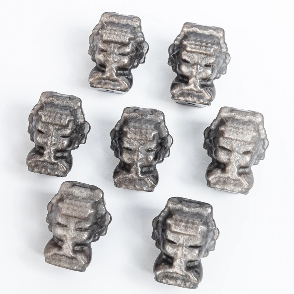 

5Pcs Natural Silver Sheen Obsidian MaZu Pendant 19x15mm Goddess of Sea Pendant with Hole Nautical Protection Amulet for DIY