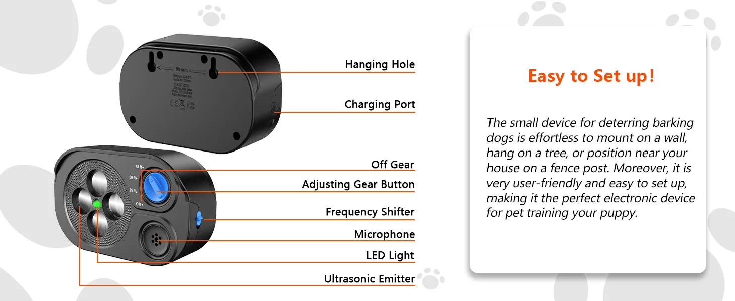 For 1 Dog M-257 Ultrasonic Dog Bark Stopper Automatic Working Mode Dual Transmitter Design Long Range 20 Meter Detection USB Fas