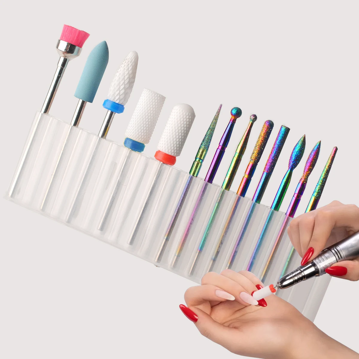 13Pcs/Box Professional Ceramic Nail Drill Bit Set Electric Manicure Nail File Bit For Acrylic Gel Nails And Cuticles