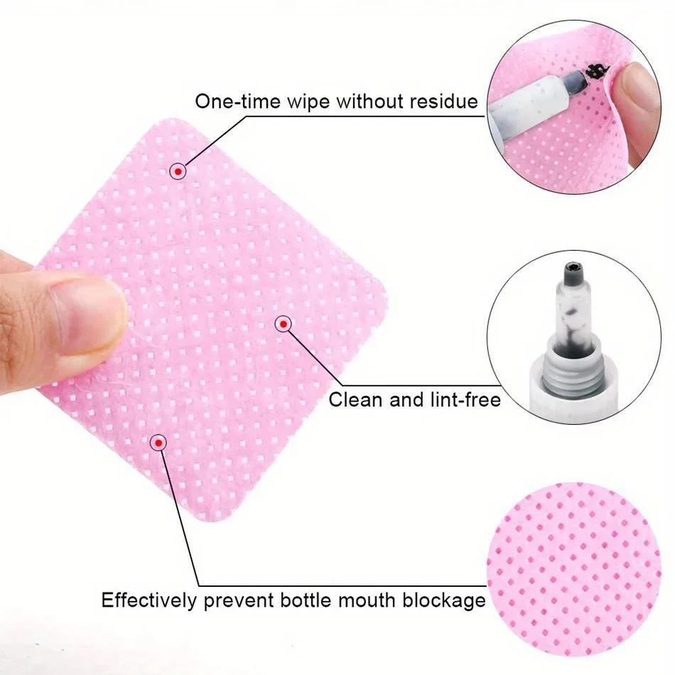 20-600 piezas Toallitas sin pelusa para uñas, tejidos de limpieza de gel, almohadillas removedoras de esmalte sin aluminio, herramienta de limpieza y cuidado 5