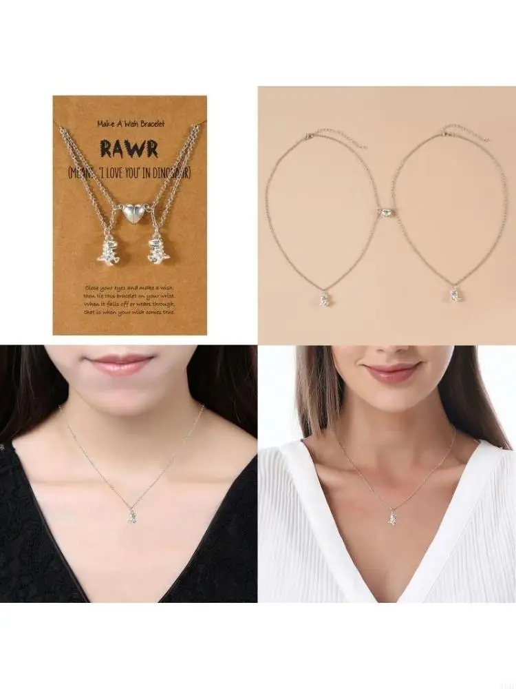 91AF 2Pcs Best Friend Necklaces Split Heart Friendship Necklace Jewelry Gifts for Her