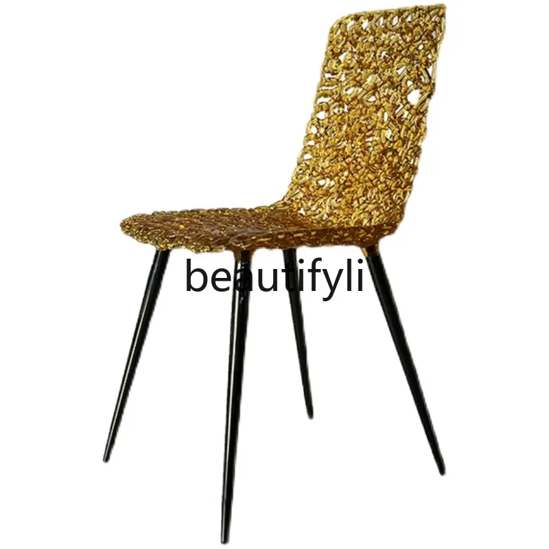 Modern Simple Amber Fiber Optic Dining Chair Premium Negotiation Chair