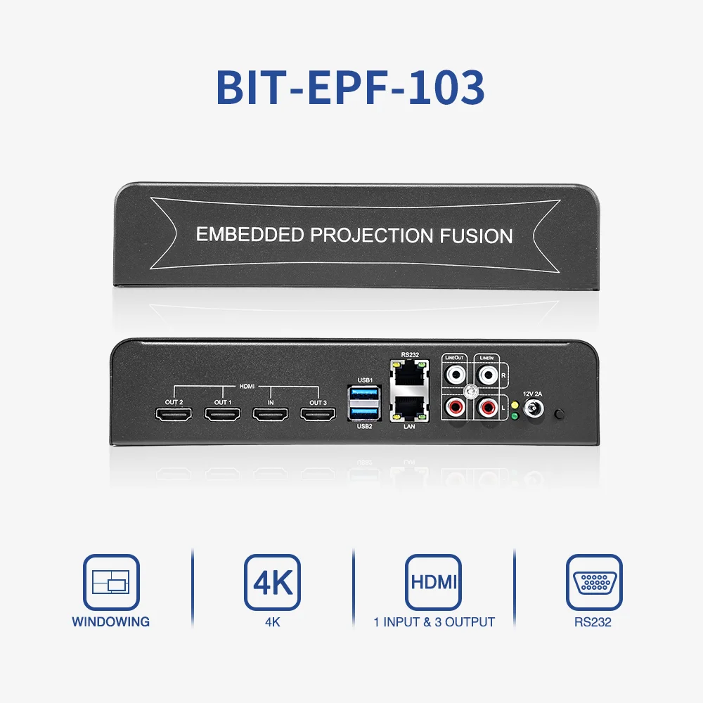 Hot Sale 1 in 3 RS232 64G Support 4K Multi Projection Fusion Server Professional Audio Video Lighting ODM+OEM 7*24H