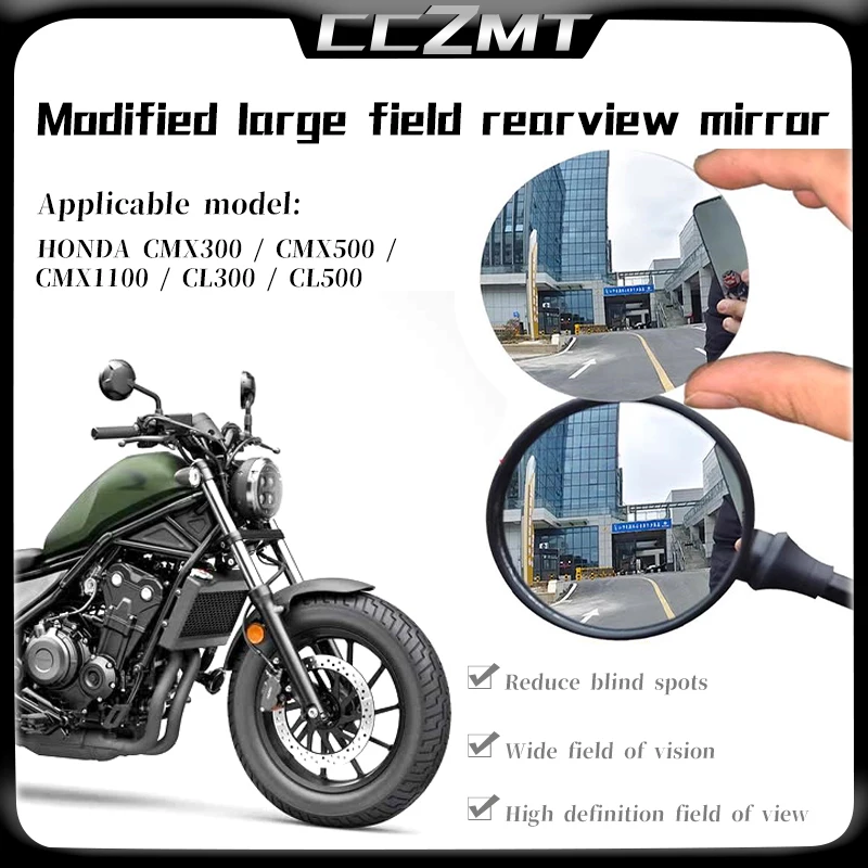 For HONDA Rebel CMX1100 CMX500 300 CL300 500 Accessories Enlarged Increase Field OF View Lens Convex Mirror Rearview Side Mirror
