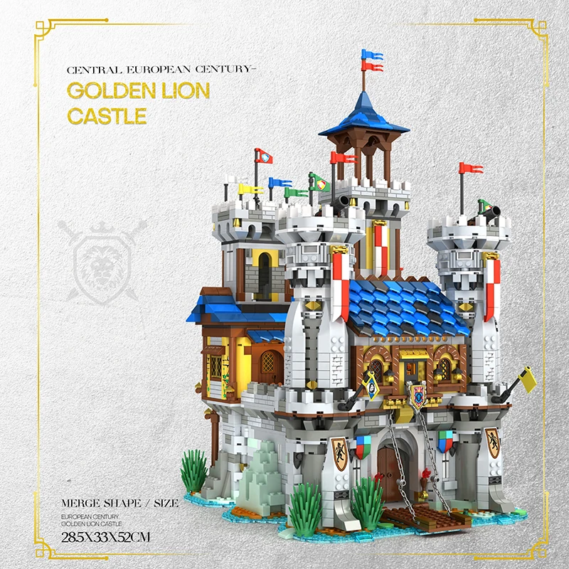 2722 Uds. Castillo Medieval modelo de bloques de construcción estilo europeo vista de ciudad ladrillos Moc juguetes creativos decoración de escritorio juguetes para niños