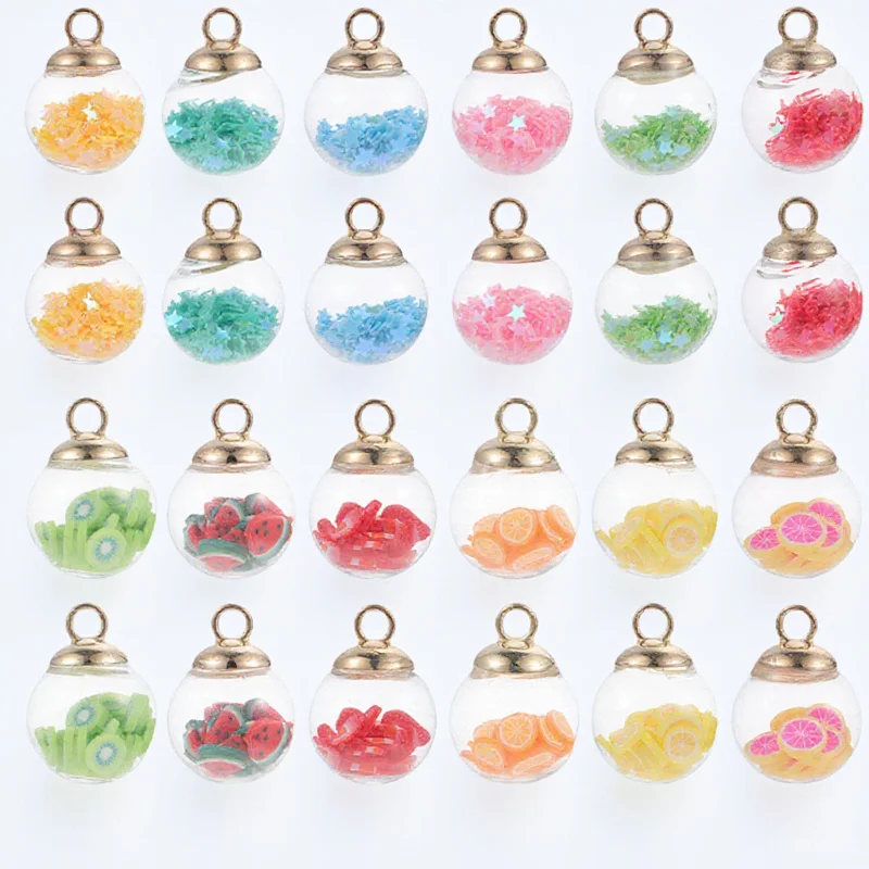 

30Pcs Glass Ball Charms Colorful Star DIY Hanging Pendants Jewelry Making Supplies for Earrings Necklaces Bracelets Craft