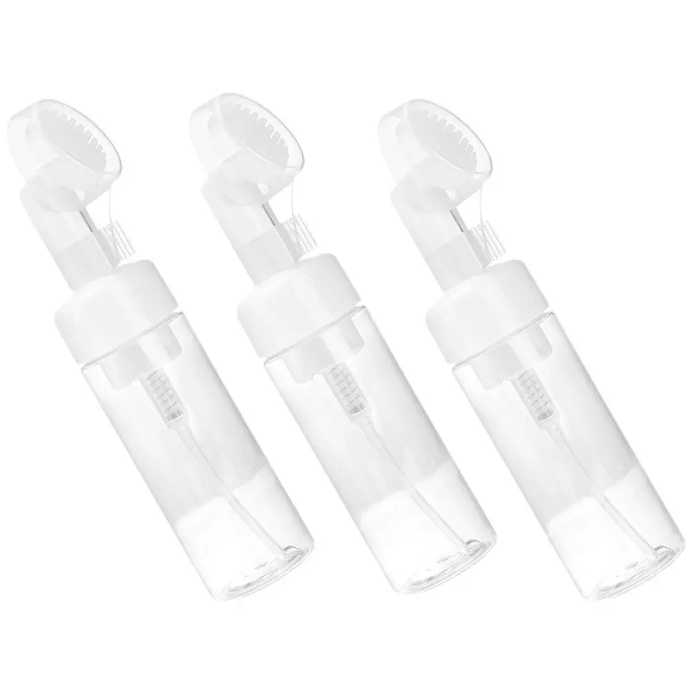 Kit 3 Peças: Frasco Portátil Multifuncional com Bomba Espumadora e Escova para Limpeza Facial, Mousse e Sabonete Líquido