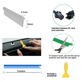 5米汽車內裝LED燈條霓虹EL線材裝飾燈汽車DIY柔性氣氛燈USB派對氣氛二極體 6 最佳銷售 汽車裝潢 - №3