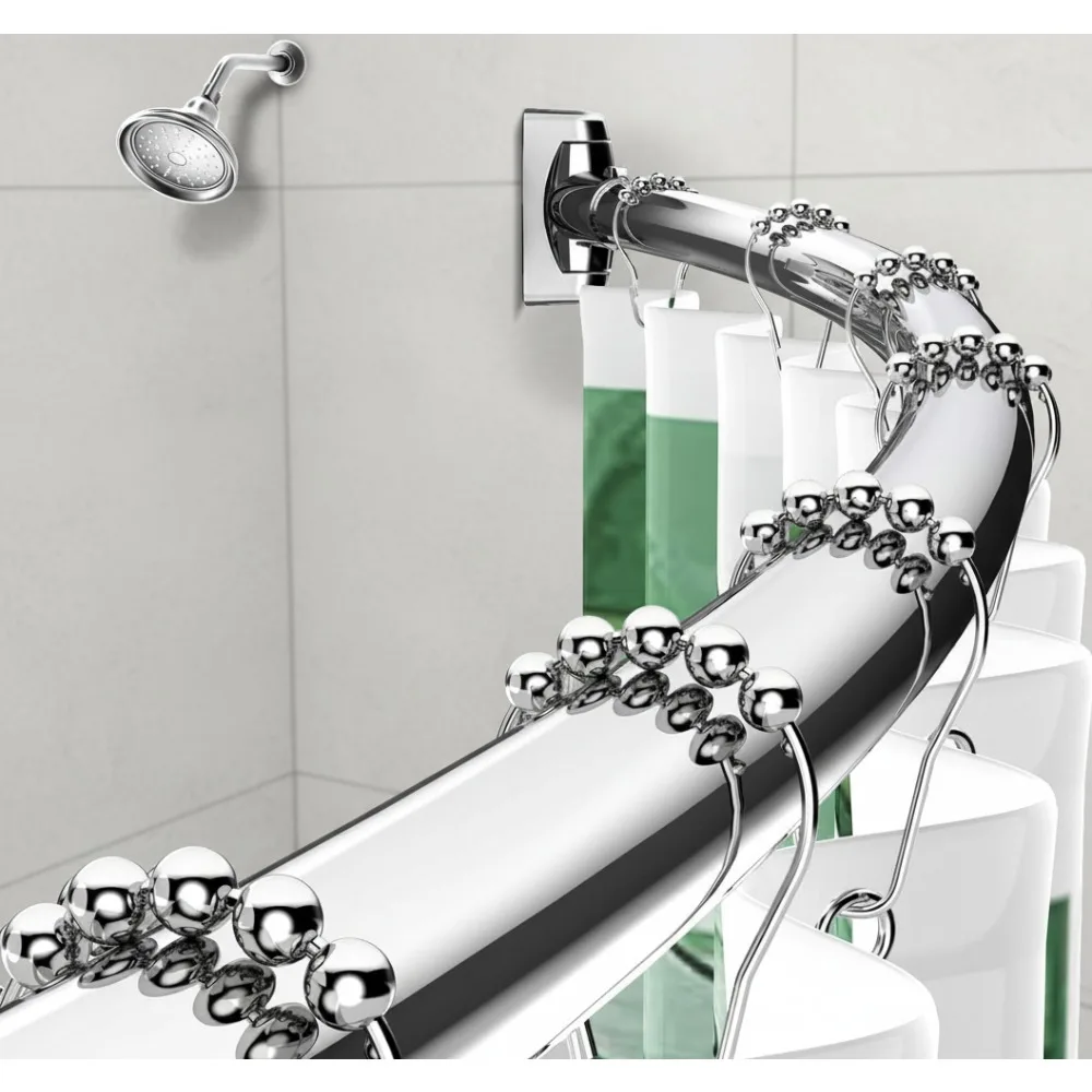

Curved Shower Curtain Rod Adjustable 42-73 Inches Stainless Steel Extra Bathroom Space Easy Install