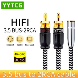 Hifi RCA Cable 2 RCA Male to 3.5mm Female Jack Adapter Audio Aux Cable for iPhone Edifer Home Theater DVD VCD Headphones