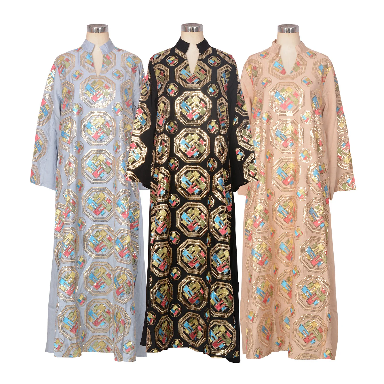 Ramadan Kaftan Dress for Women, Sequins & Thread Embroidery, Events Party Arab Robe Muslim Abaya, Moroccan African Dress, Bubu