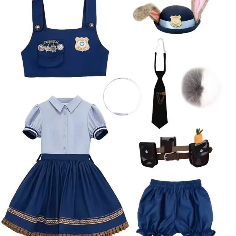Królik Policjant Dorosły Cos Lolita Zestaw Sukienka Damska Halloween Cosplay Kamizelka Sukienka z długim rękawem i szorty Kostiumy damskie