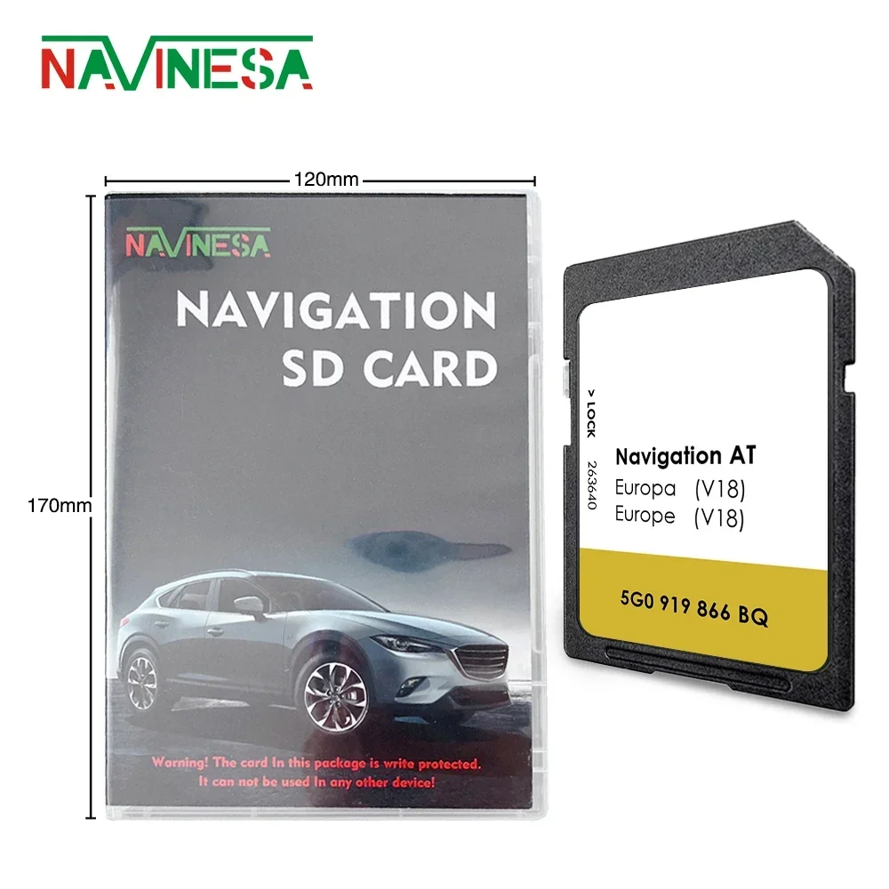 AT V18 Use MIB1 for Sharan From 2013 To 2017 Map GPS Naving Memory 16GB Card Cover Europe Norway Austria Czech Republic