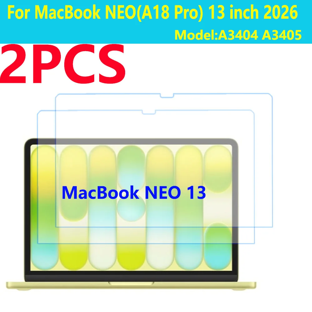 

2 Pieces HD Tempered Glass For MacBook NEO(A18 Pro) 13 inch Screen Protector For Apple Macbook NEO Protective Film A3404 A3405