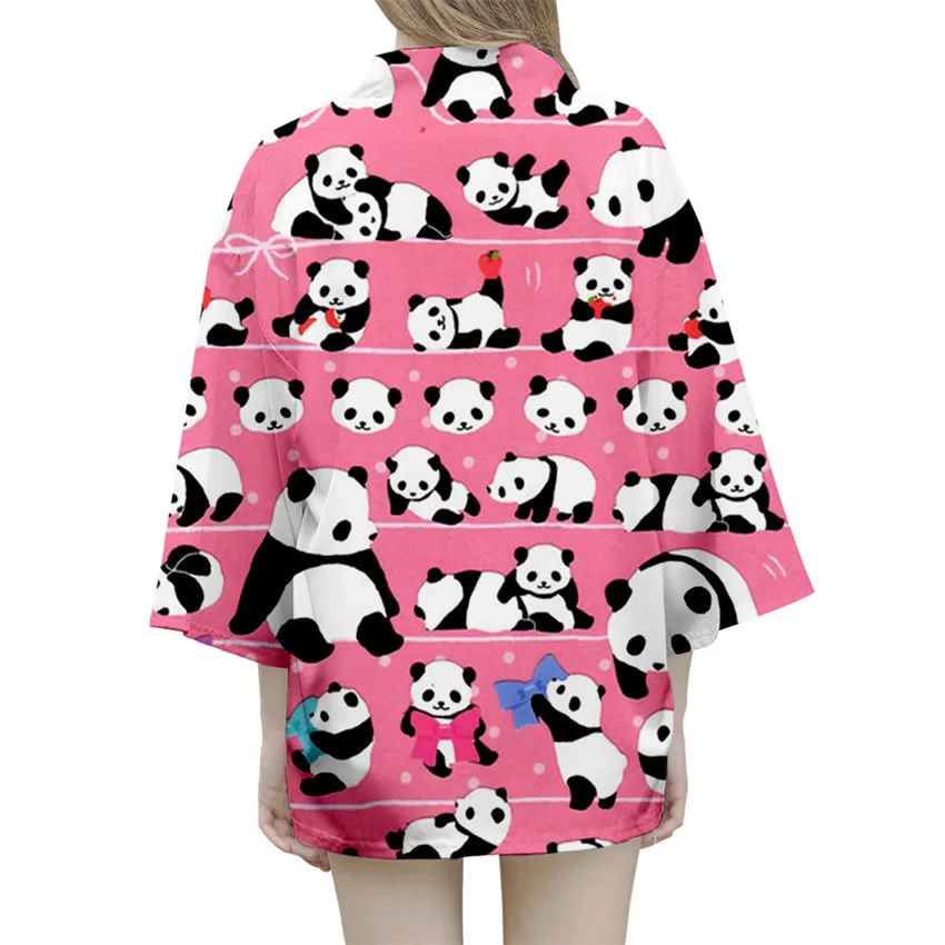 سترة كارتون باندا على الطراز الياباني كيمونو هاوري للرجال والنساء ملابس يابانية تقليدية ملابس آسيوية