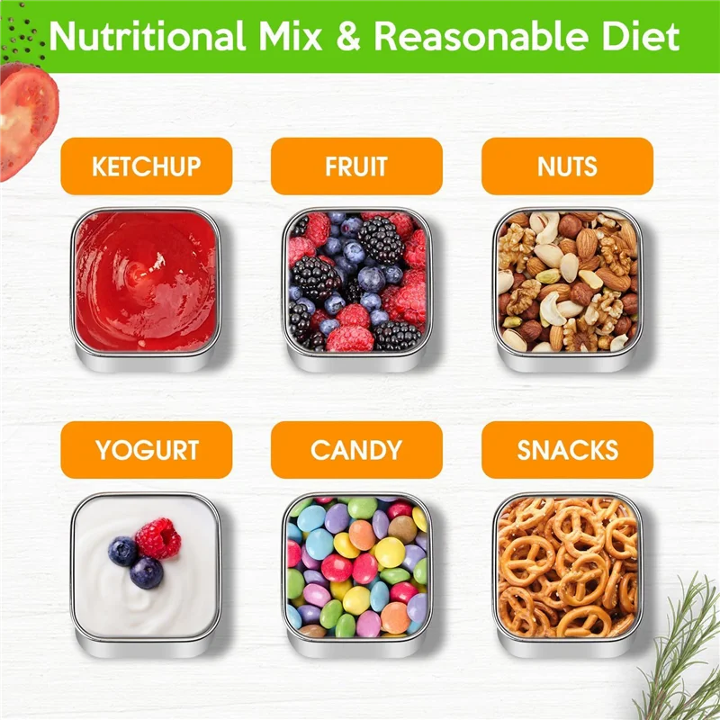 

ABCL 3Piece 6Oz Stainless Steel Snack Containers Leakproof 304 Steel Snack Lunch Box With Silicone Lids