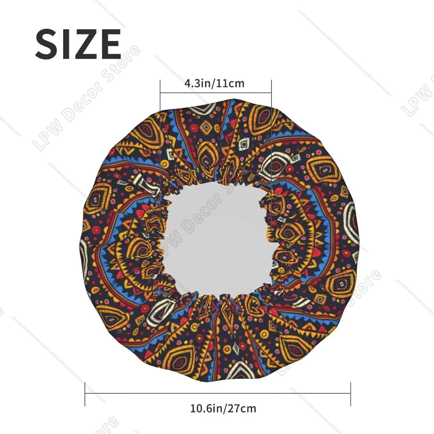 Aztec Patterns Shower Cap for Women Reusable Double Layer Waterproof Bathing Hat Adjustable Elastic Quick Drying Bath Hair