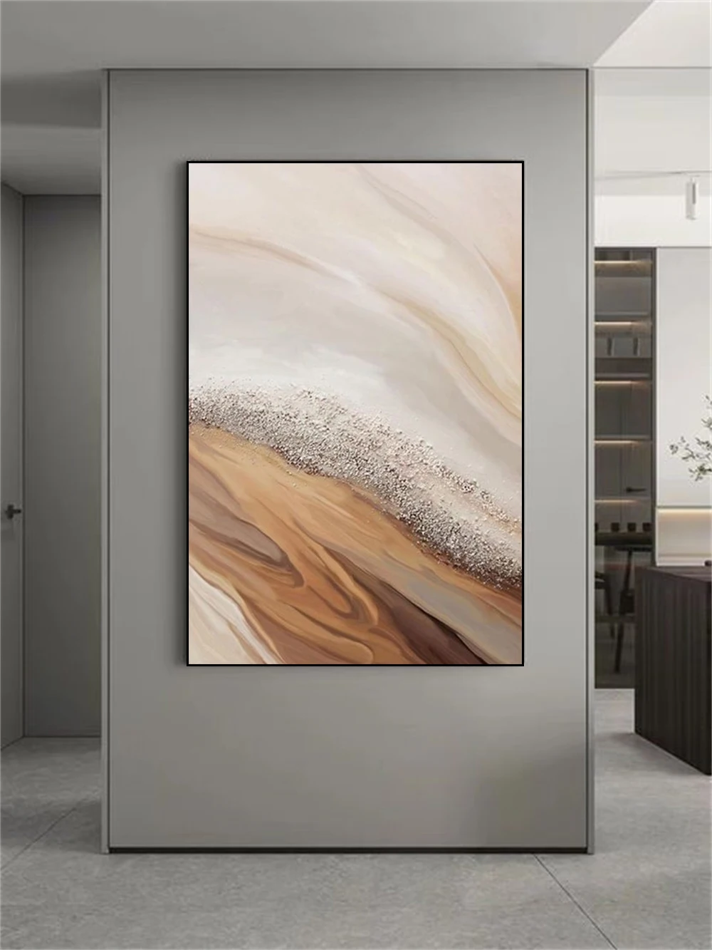 

100% Handmade Abstract Oil Painting Gold Thick Scraper Texture Canvas Image New Arrival Modern Home Decor Wall Art Picture