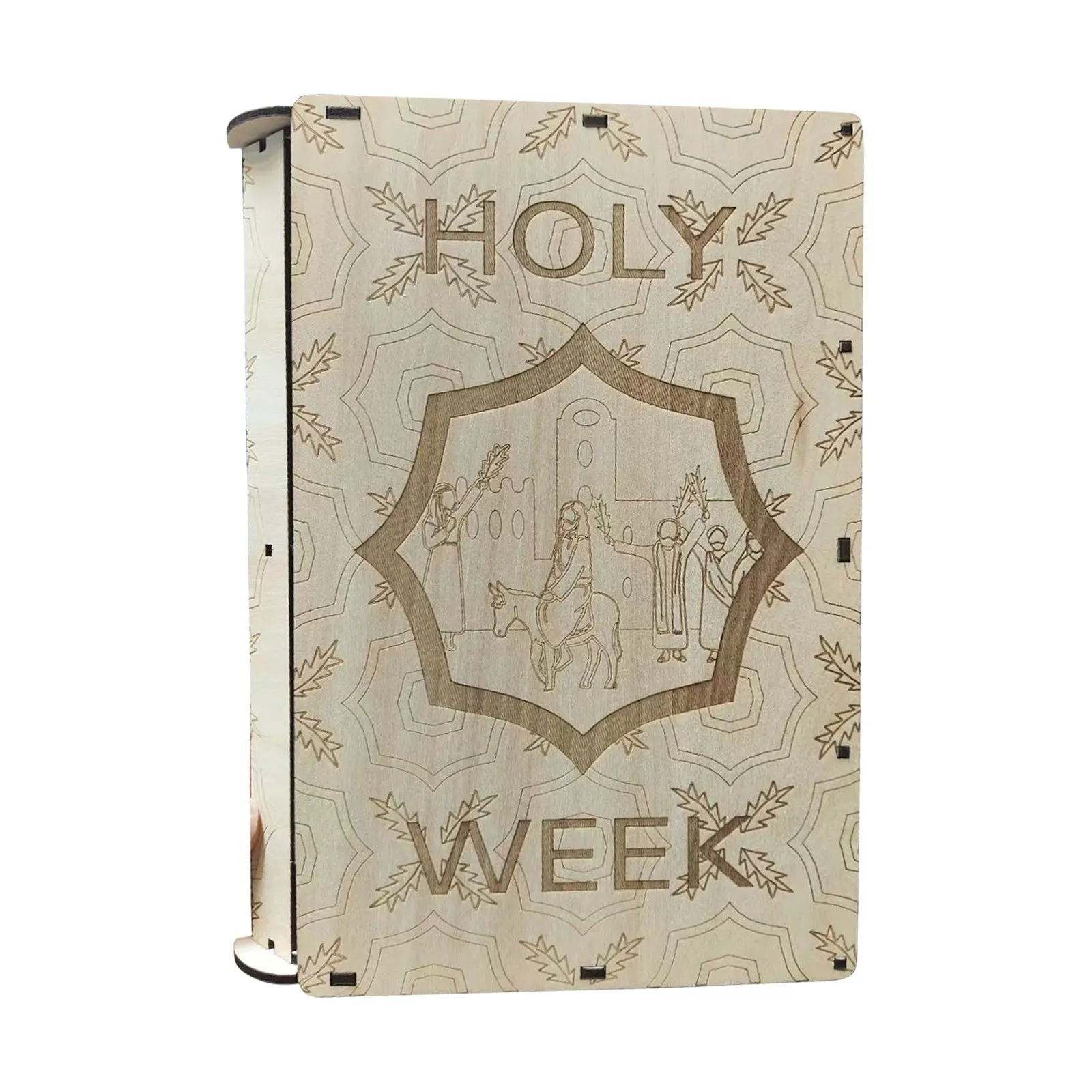 عيد الفصح خشبية الأسبوع المقدس كتاب Playset هدية الأسبوع المقدس DIY بها بنفسك عيد الفصح القيامة المشهد ديكور اليدوية خمر عيد الفصح ديكور للمنزل #2