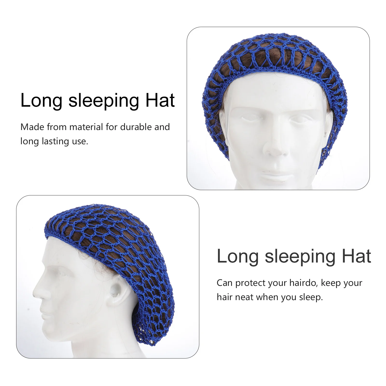 

2pcs Crochet Net Hat Long Stretchy Sleeping Hat For Hair Protection Hairdo Keeper Soft Hair Accessories Sleep Cap Home Daily Use