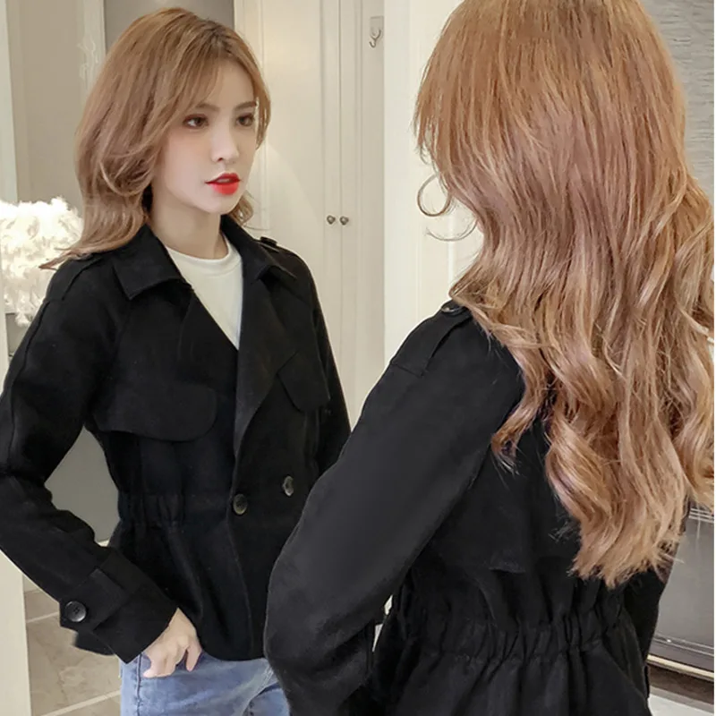 New Temperament Fashion Women\'s Casual Basic Design Elegant Casual Lapel Long Sleeve Streets Trench Vintage Coat Clothes