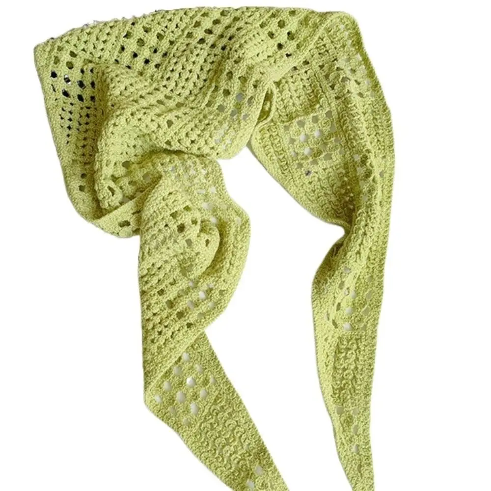 Retro Hollow ถักผ้าพันคอสามเหลี่ยม Y2k Design Elegant Balletcore Shawl สามเหลี่ยมรูปร่างผ้าพันคอสะโพก Balletcore สไตล์