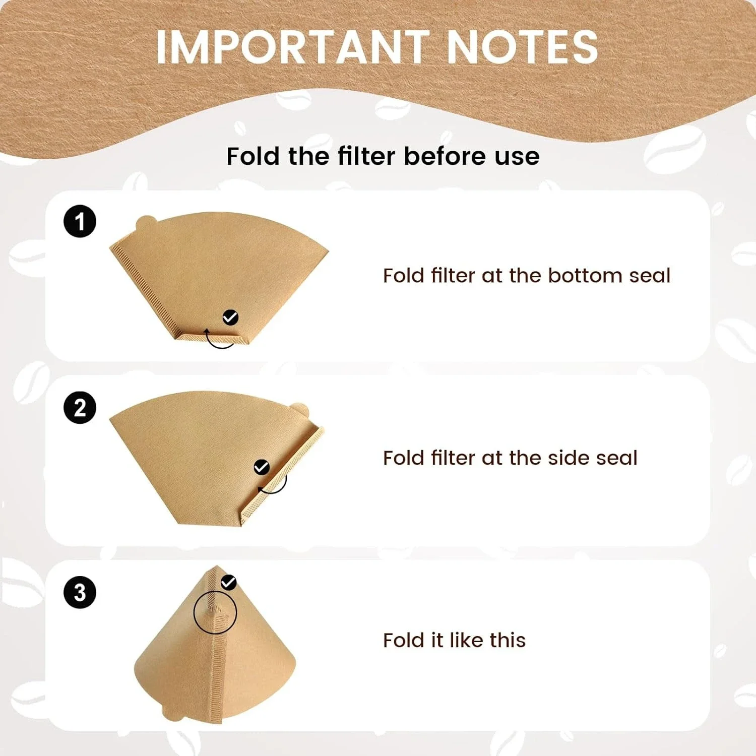 Coffee Filters Cone 100 Pcs Size #1 #2 Natural Unbleached Brown Paper Disposable Pour Over Maker Basket Dripper for Home, Office