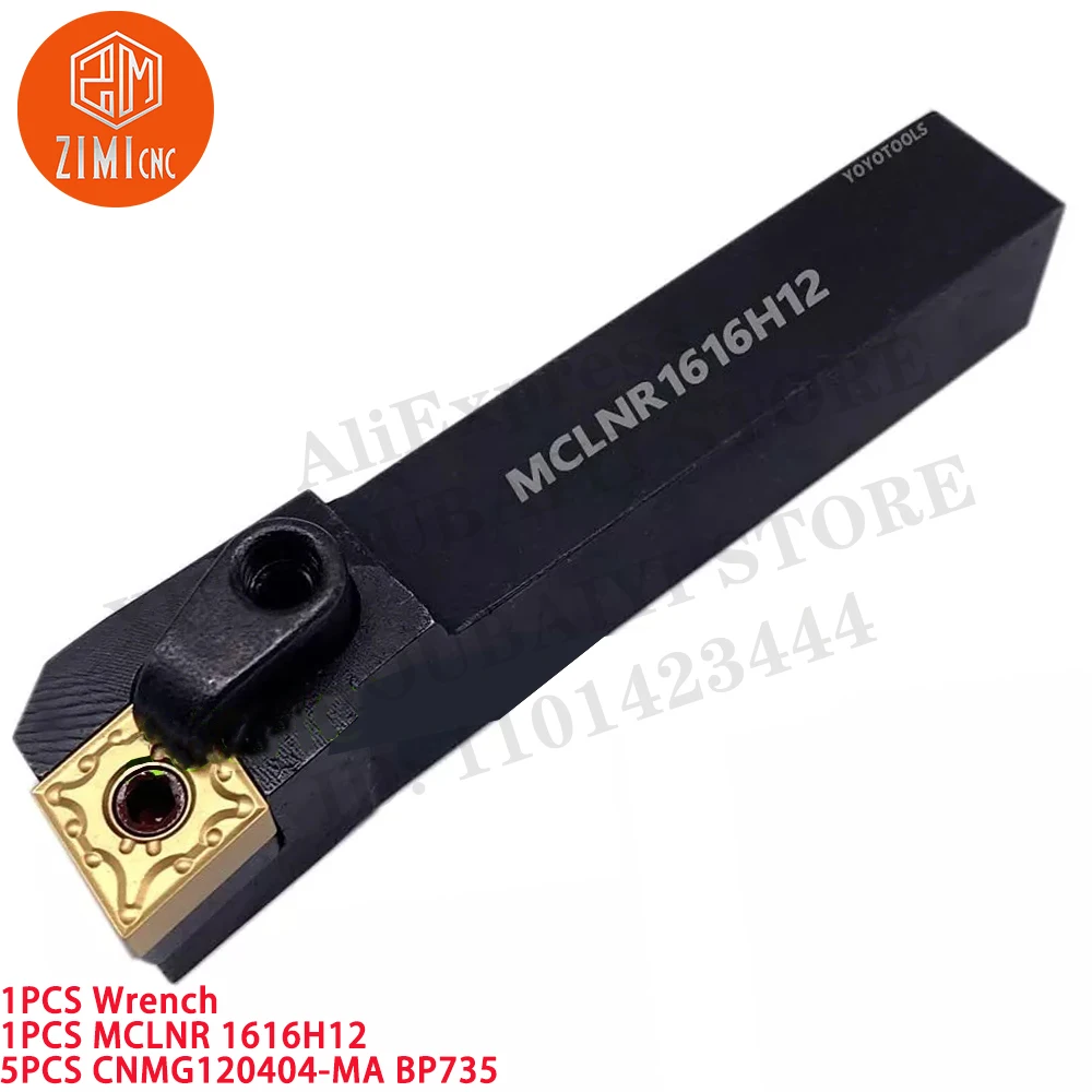 1PCS MCLNR1616H12 MCLNR 16mm draaigereedschaphouder +5pc CNMG120404-MA Carbide wisselplaten CNC-gereedschap metaaldraaibank mechanisch snijgereedschap